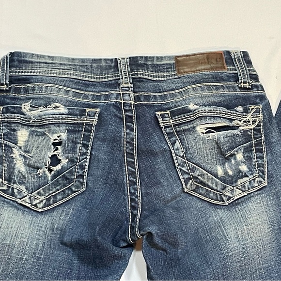 BKE Sabrina Flare Distressed Women's Jeans, 25x33 1/2, Multiple Rips Distress - Picture 3 of 14